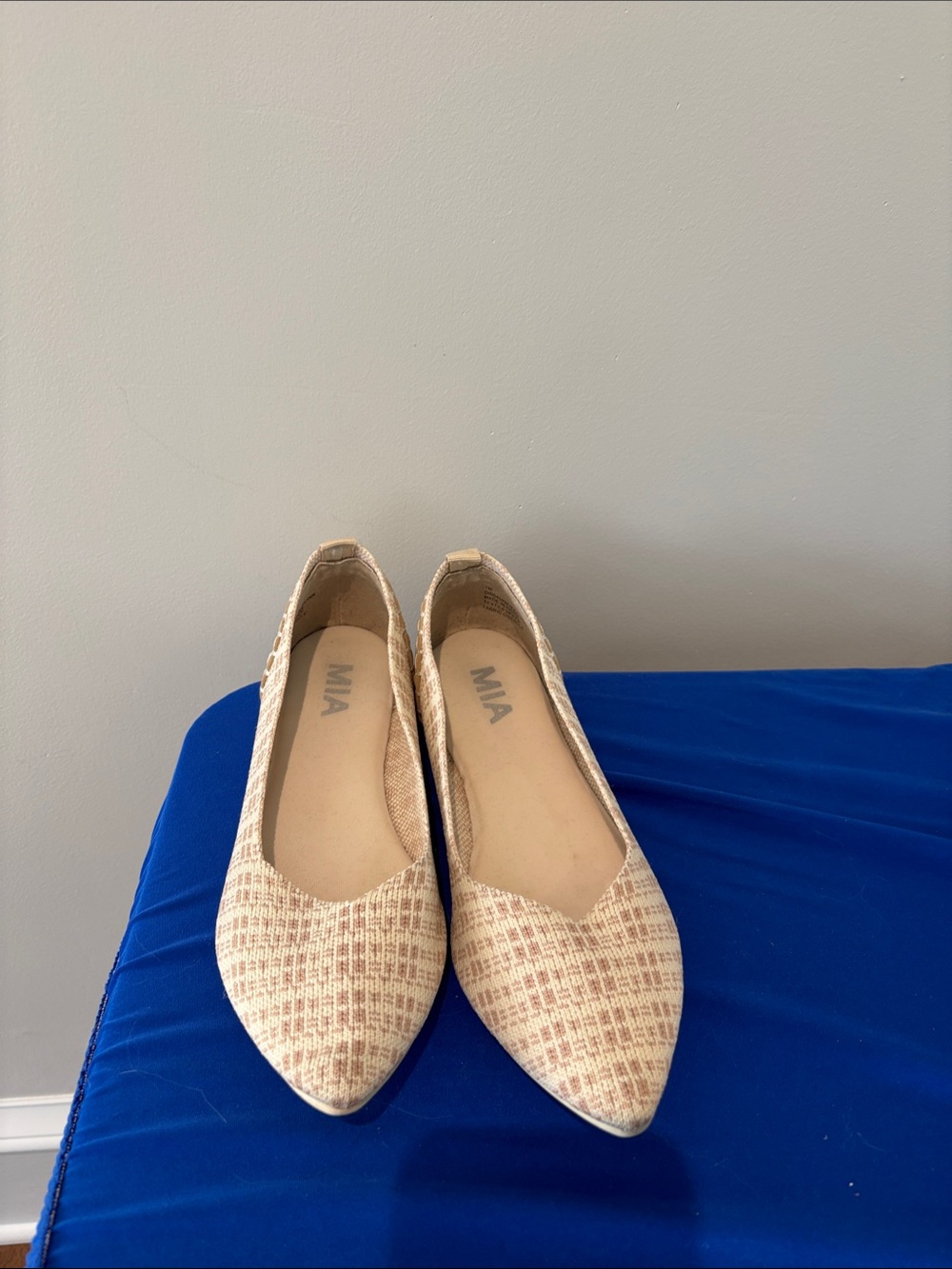 MIA Beige Tweed Pointed Ballet Flats